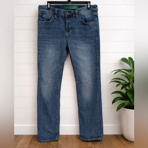 💙👉🔥Men’s Rock & Roll Denim Jeans W34 Slim Straight Medium Wash Casual Denim